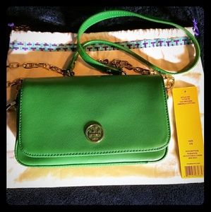 Tory burch mini chain bag emerald green
